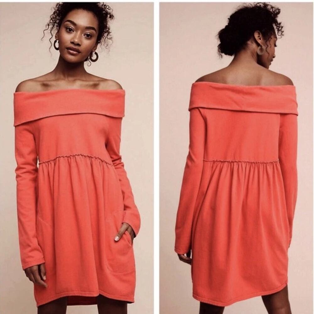Anthropologie Off The Shoulder Mini Dress Saturday Sunday 100% Cotton Small